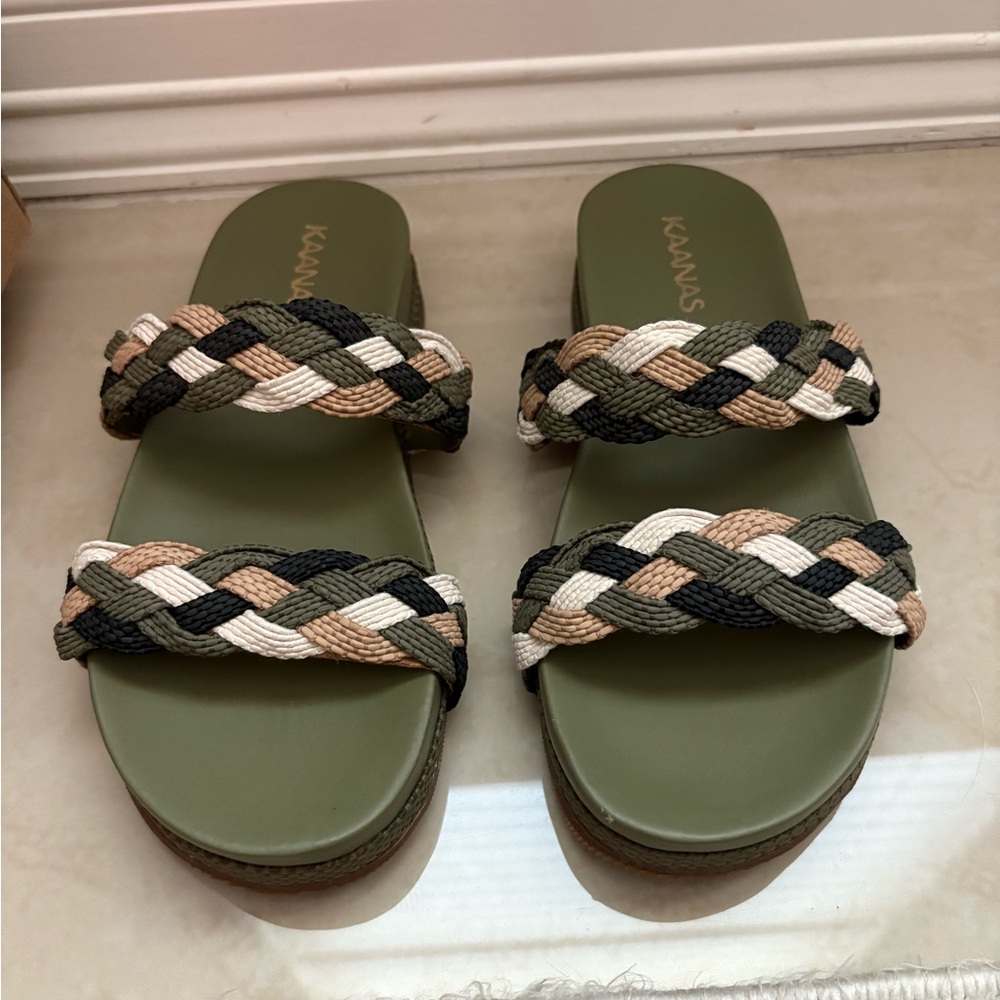 Kaanas Braided Sandals - Olive, Black, White, Tan